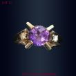 Nr:547.10 - Ring 585 wg mit Amethyst und 2 Diamanten zus. ca. 0,1 ct - Gewicht ca. 6,06 gr. - Ringgröße 51